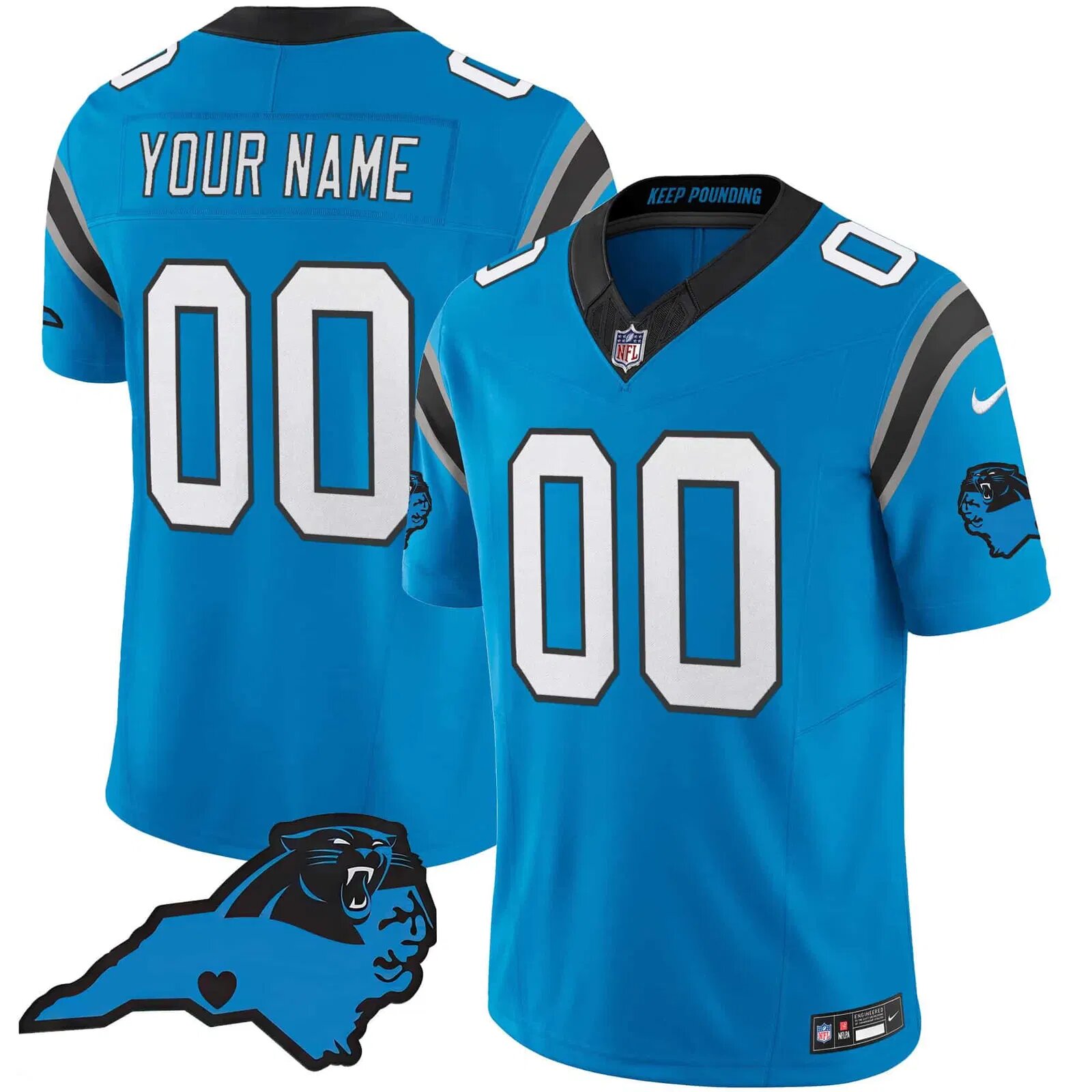 Men Carolina Panthers Light Blue 2024 Nike Vapor Limited Custom NFL Jersey style 1->customized nfl jersey->Custom Jersey